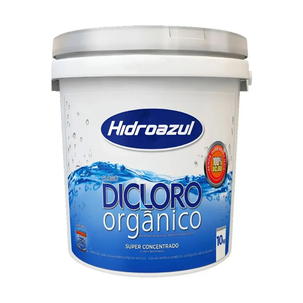 Cloro Orgânico Estabilizado 56% Hidroazul Balde 10kg